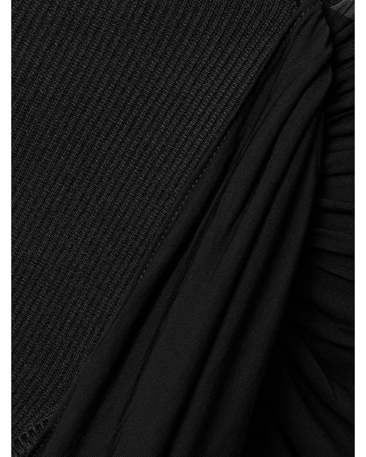 Christopher Esber Black Seneca Swirl Convertible Draped Ribbed-Knit And Jersey Gown