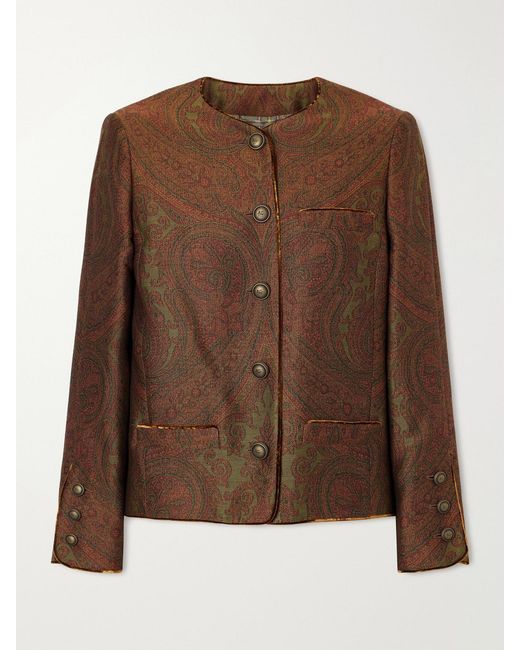 Etro Brown Paisley-Jacquard Crepe Blazer