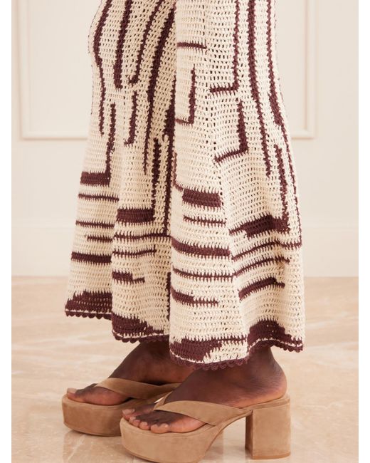 Alix Of Bohemia Natural Farah Crocheted Cotton Flared Pants