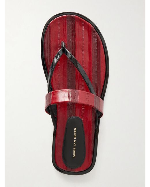 Dries Van Noten Red Eel-Effect Leather Sandals