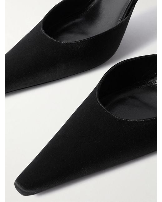 Saint Laurent White Aimee Pumps Aus Satin Mit Lederbesätzen