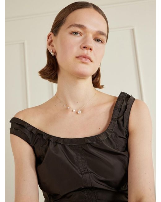 Sophie Bille Brahe Natural Boucle Botticelli 14-Karat Recycled Pearl Hoop Earrings