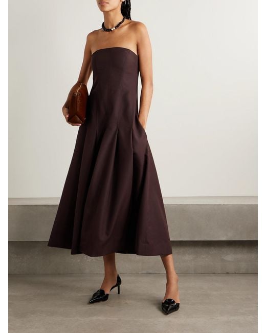Kallmeyer Purple Maeve Pleated Wool-Blend Twill Midi Dress