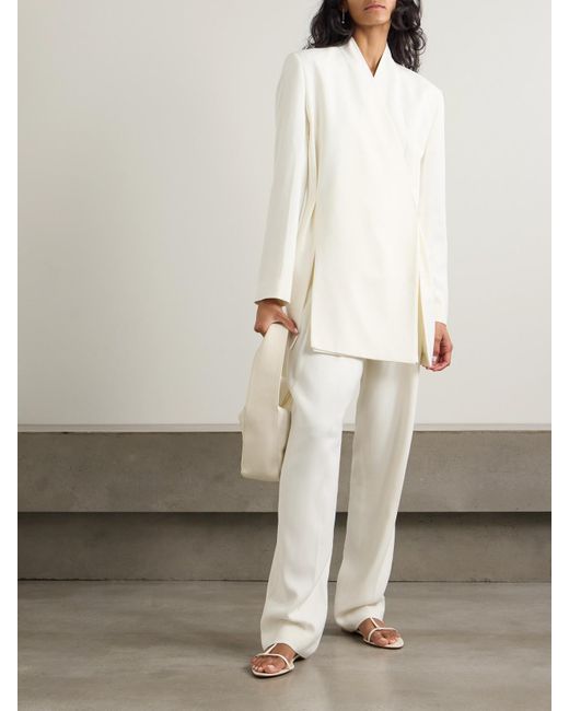 TOVE White Emery Pleated Crepe Straight-Leg Pants