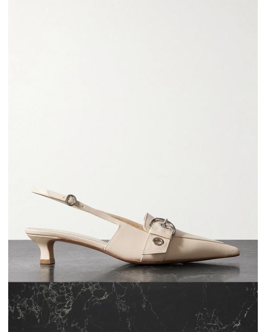 Aeyde Natural Davina Slingback-Pumps Aus Leder Mit Schnallen