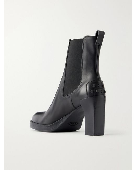 Tod's Black Tronchetto Elastico 80 Leather Ankle Boots