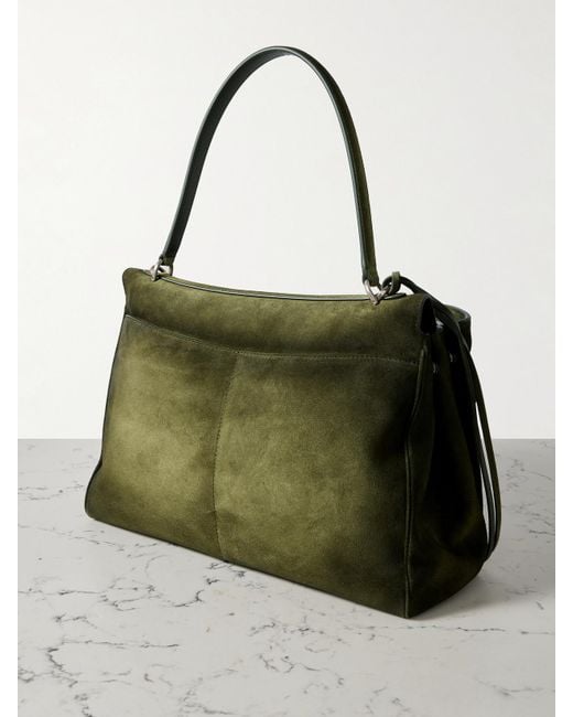 Balenciaga Green Rodeo Mittelgroße Schultertasche Aus Veloursleder