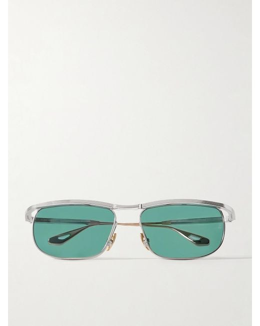 Jacques Marie Mage Green Melville D-Frame- And-Tone Metal Sunglasses