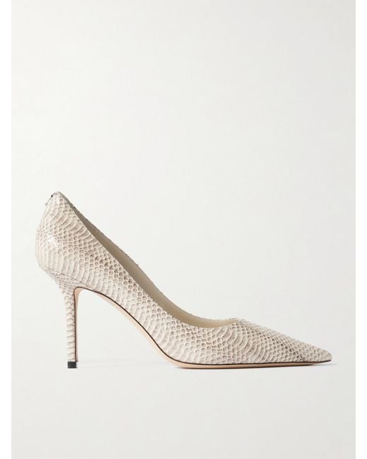 Jimmy Choo Natural Love 85 Snake-Effect Leather Pumps