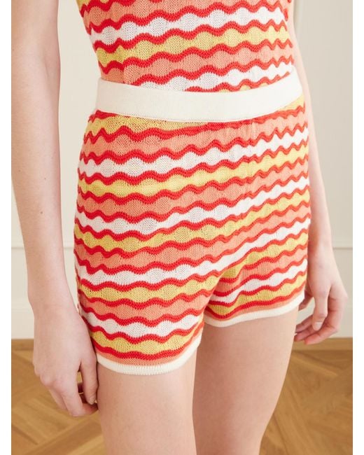 Escvdo Red Mullu Crocheted Cotton Shorts