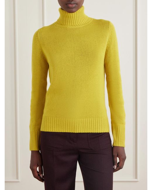 Allude Yellow Turtleneck Cashmere Sweater