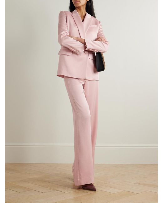 Veronica Beard Pink Ronin Crepe Wide-Leg Pants