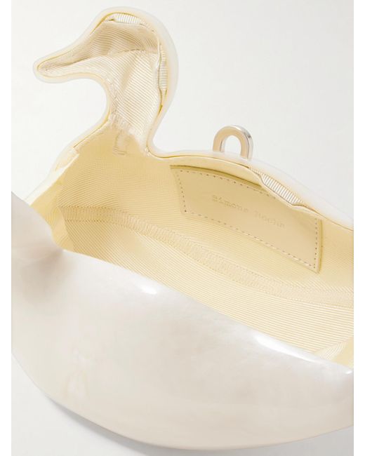 Simone Rocha Natural Duck Clutch Aus Acryl Mit Lederbesätzen Und Kunstperlen