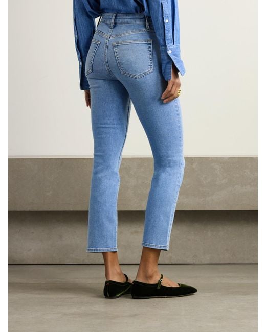 FRAME Blue The Pencil Cropped High-Rise Skinny Jeans