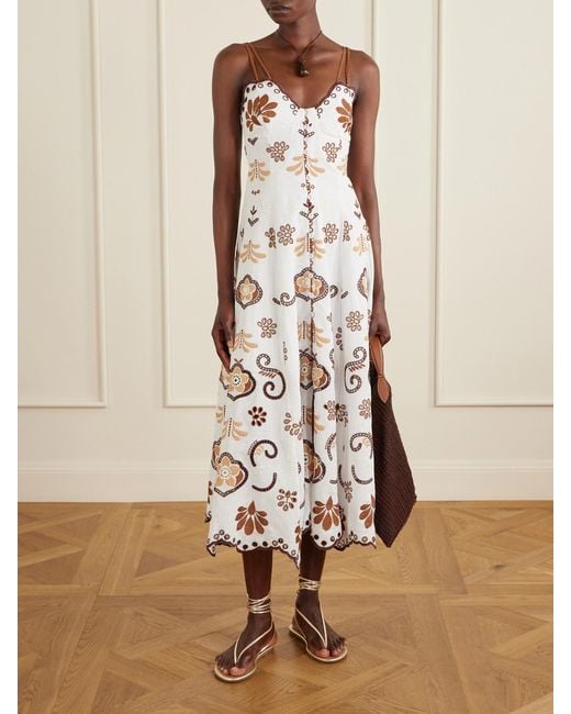 Charo Ruiz White Lorina Broderie Anglaise Cotton-Blend Midi Dress