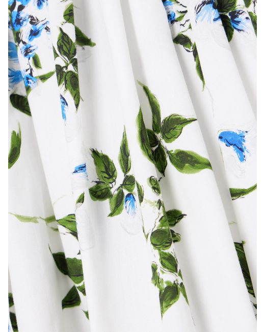 Emilia Wickstead White Eglantine Belted Gathered Floral-Print Cotton-Poplin Mini Dress
