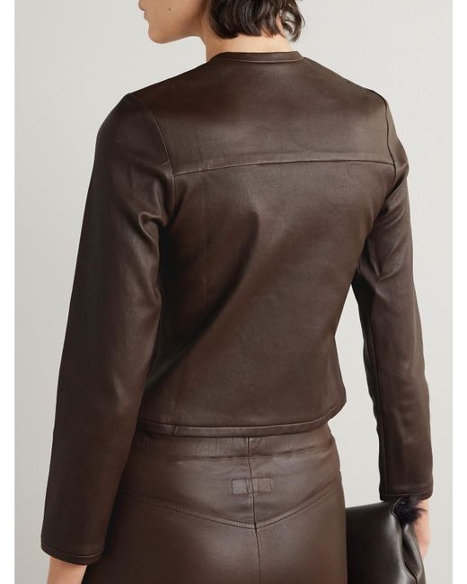 Stouls Brown Astrid Cropped Leather Cardigan