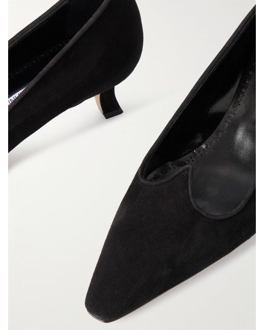 Manolo Blahnik Black Euridi 50 Suede Pumps