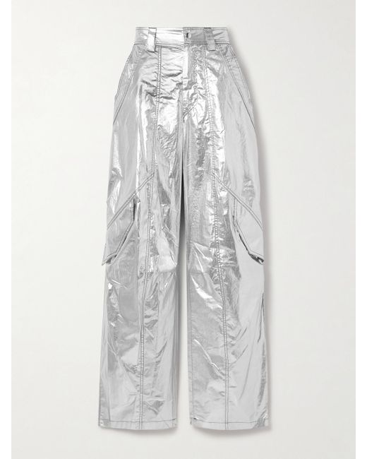Isabel Marant White Divina Barrel-Hose Aus Einer Beschichteten Baumwollmischung
