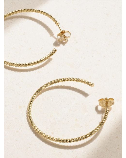 David Yurman Natural Cablespira 18-Karat Hoop Earrings