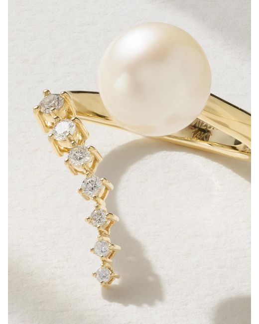 Mizuki Natural 14-Karat, Pearl And Diamond Ring