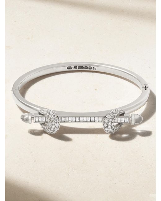 Bracelet Jonc En Or Blanc 18 Carats (750/1000) Diamants Et Quartz Chakra Icon ANANYA en coloris Natural