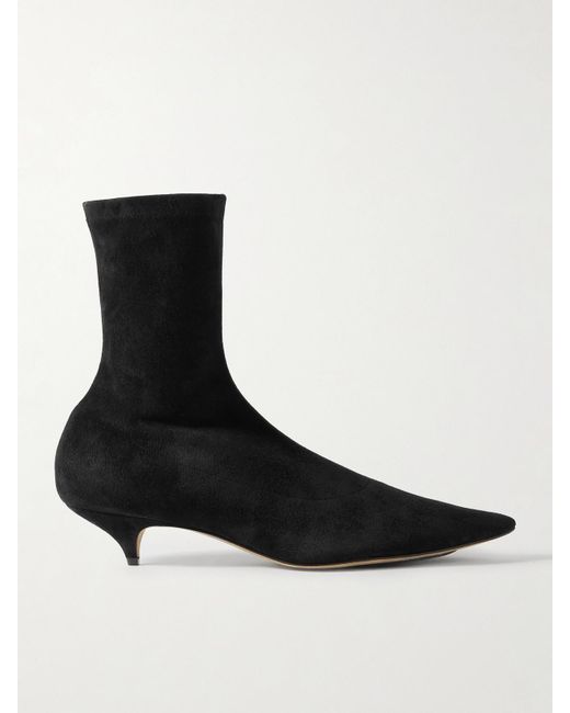 The Row Black Uxor Suede Ankle Boots