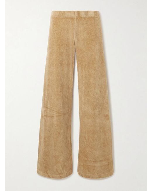 Suzie Kondi Natural Lito Cotton-Blend Velour Flared Sweatpants