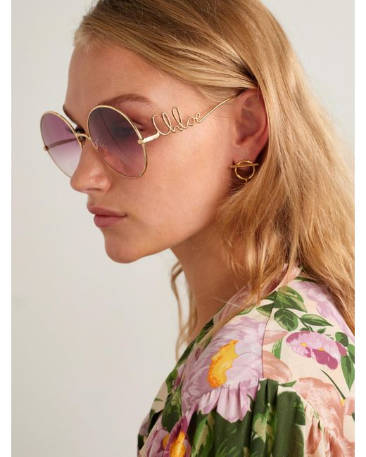 Chloé Iconic Round-Frame-Tone Sunglasses in Pink | Lyst