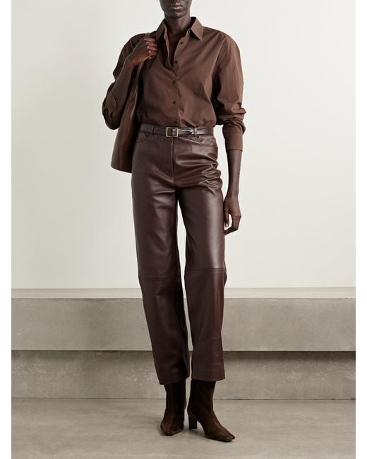 Nili Lotan Brown Amante Cotton-Poplin Shirt