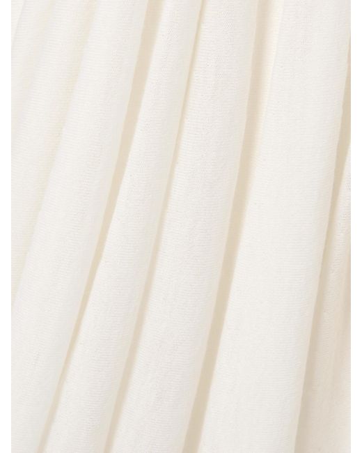 Alaïa White One-Shoulder Ribbed Wool Midi Dress