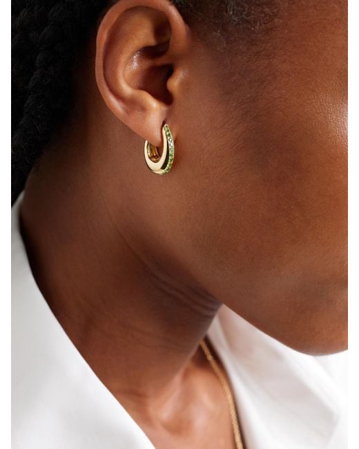 ANANYA Metallic Chakra Icon 18-Karat Tsavorite Hoop Earrings