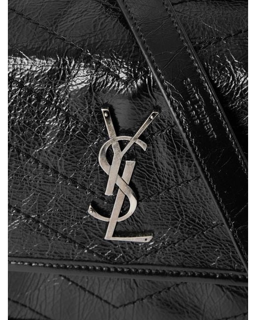 Saint Laurent Black Niki Baby Quilted Crinkled-Leather Shoulder Bag