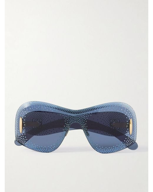Loewe Blue Starry Night Mask D-Frame Rimless Crystal-Embellished Acetate Sunglasses