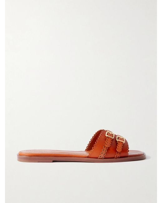 Zimmermann Brown Goldie Buckled Leather Slides