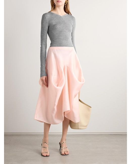 Khaite Gray Tania Ribbed Wool-Blend Top