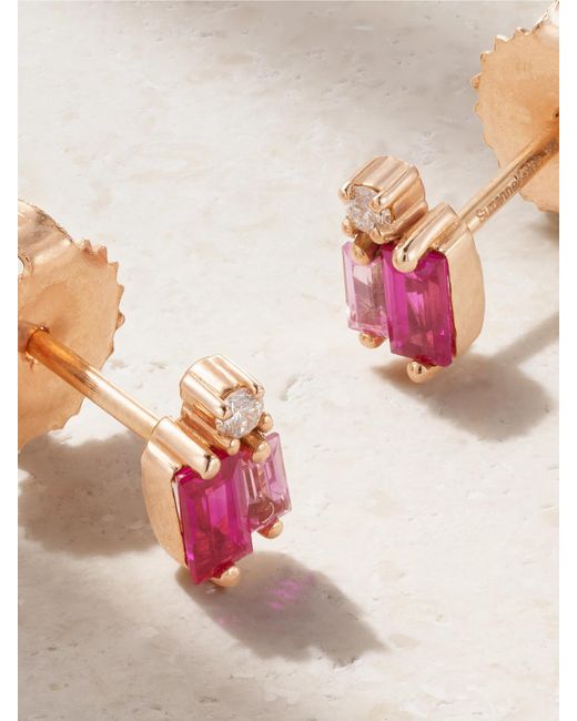 Suzanne Kalan Natural 18-Karat Rose, Diamond And Sapphire Earrings