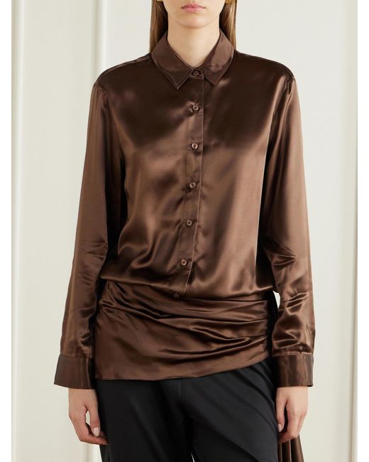 Abadia Brown Satin Bodysuit