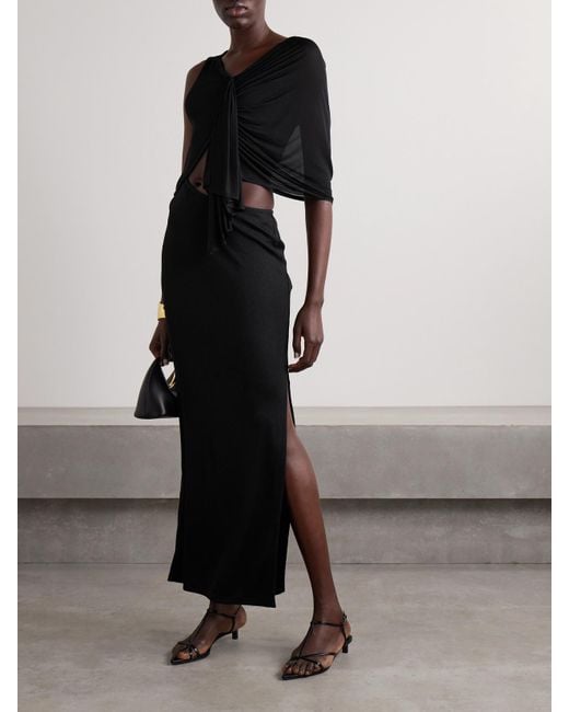Christopher Esber Black Seneca Swirl Convertible Draped Ribbed-Knit And Jersey Gown
