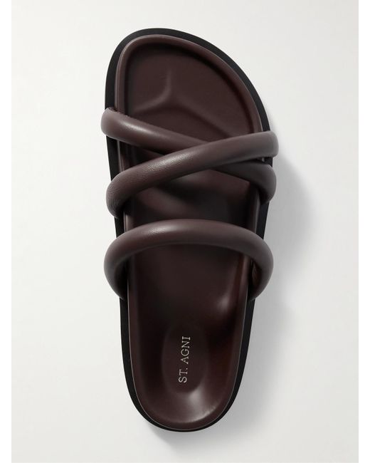 St. Agni Brown Leather Slides