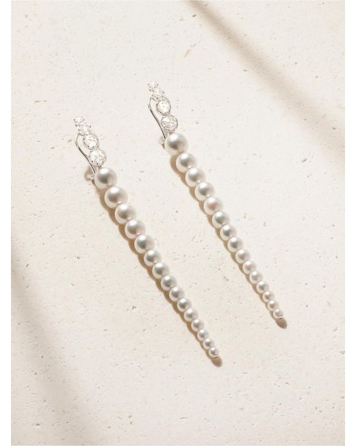 Mizuki Natural Dreamy 18-Karat, Pearl And Diamond Earrings