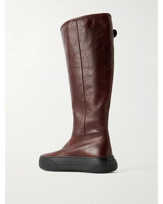 Chloé Brown Delia Leather Knee Boots
