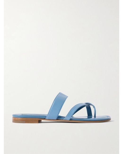 Manolo Blahnik Blue Susa Leather Sandals