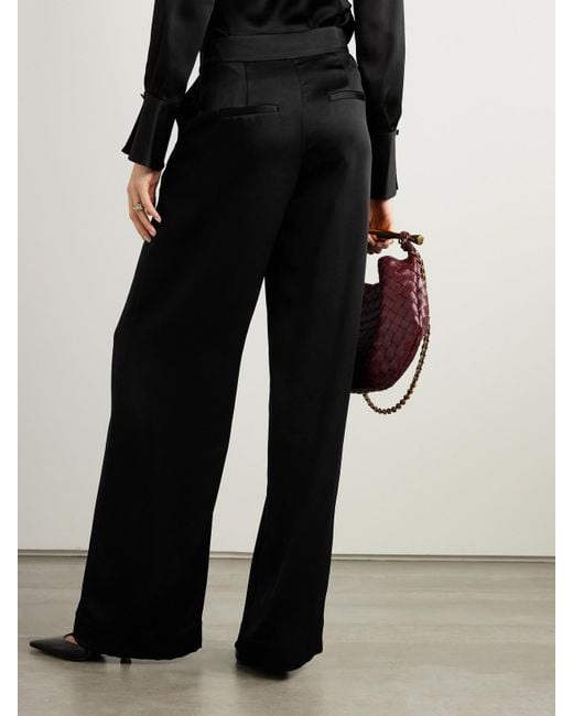 Jonathan Simkhai Black Kyra Satin Wide-Leg Pants
