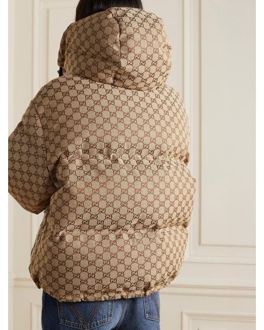 Gucci Brown Gg Cotton Canvas Down Jacket