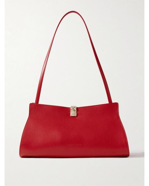 Loulou de Saison Red Johanna Embellished Leather Shoulder Bag