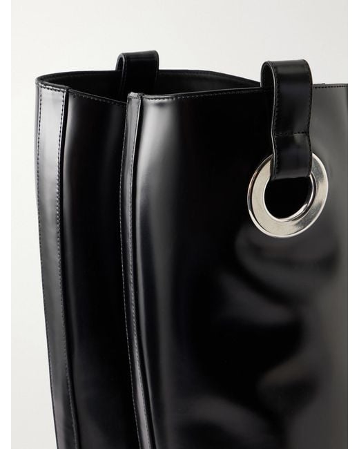 Proenza Schouler Black Bronco Grommet Embellished Leather Knee-High Boots