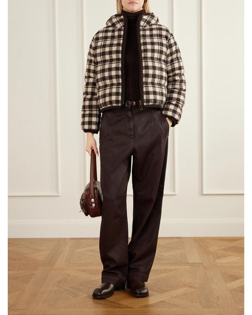 Moncler Black Abstraction Checked Wool-Blend Down Jacket