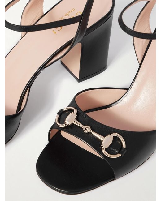 Gucci Black Lady Sandalen Aus Leder Mit Horsebit-Detail