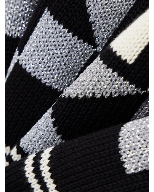 High Sport Black Lara Intarsia-Knit Metallic Cotton-Blend Turtleneck Sweater